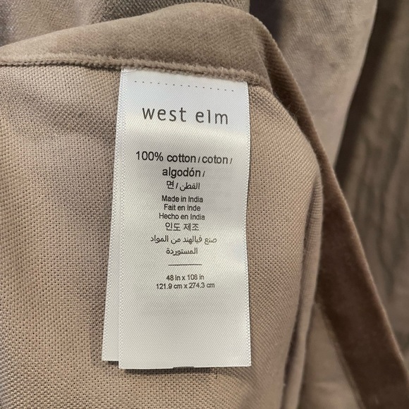 2 West Elm Cotton Velvet Curtains 48x108 Mocha - Picture 9 of 11